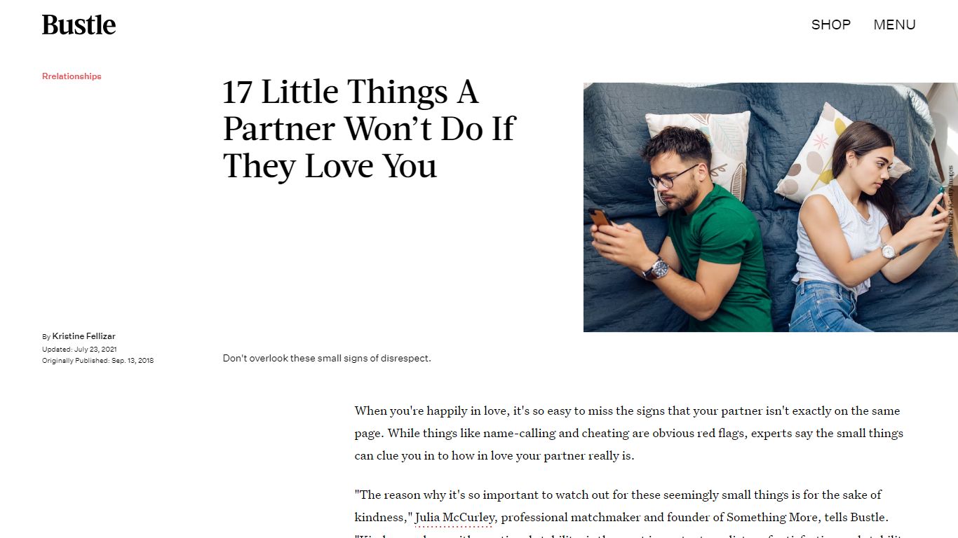 17 Little Things A Partner Won’t Do If They Love You - Bustle