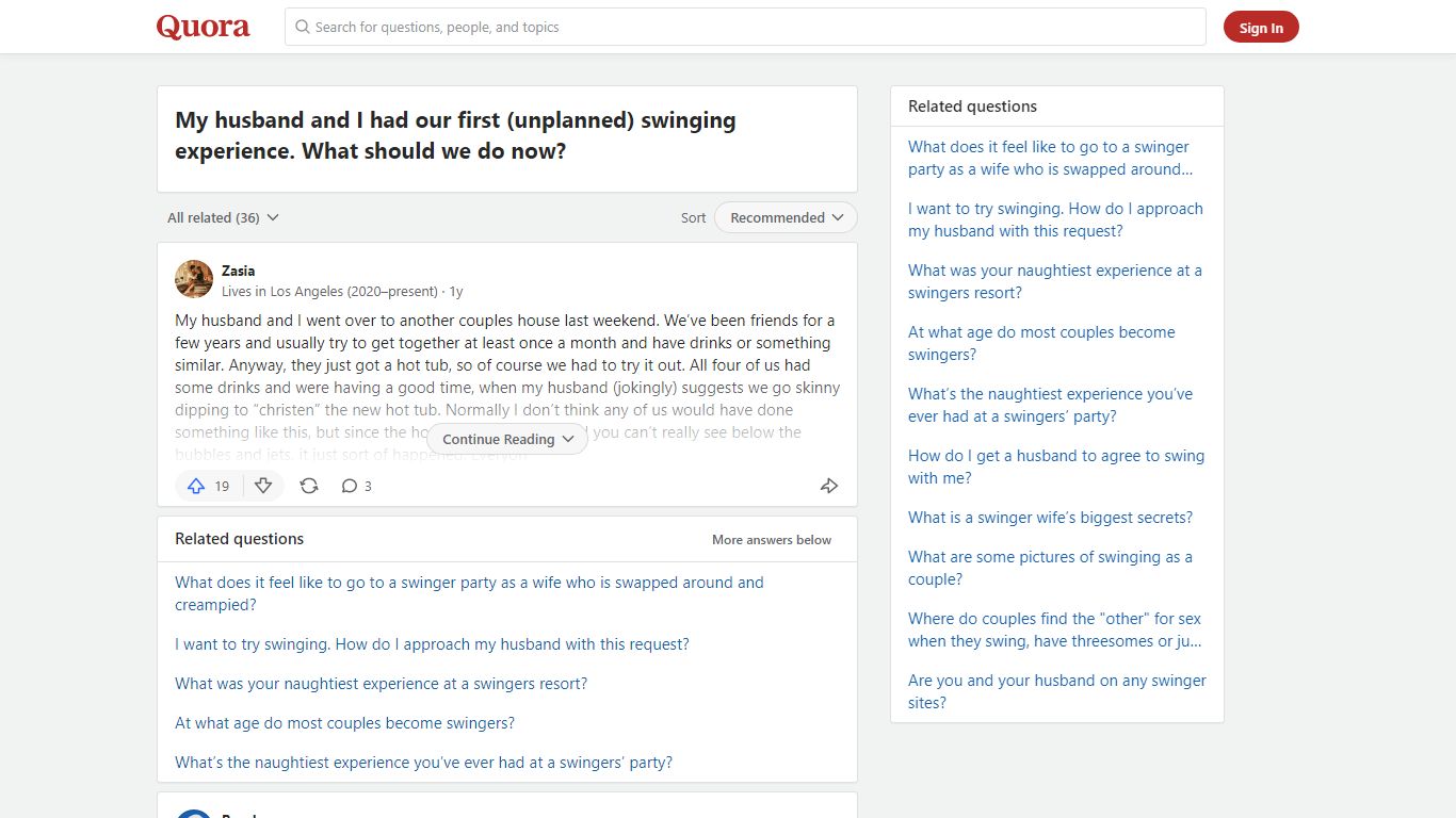 My husband and I had our first (unplanned) swinging experience ... - Quora